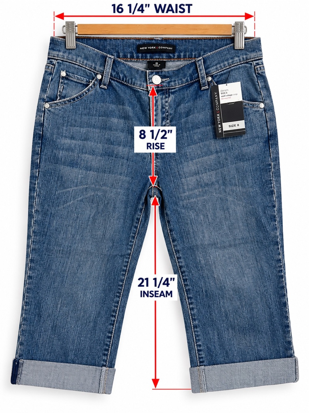 New York & Company East Village Crop Jeans Size 8 NWT Y2K Low Rise